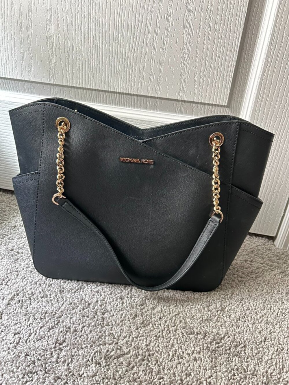 Michael Kors Jet Set Large Saffiano Leather Black Shoulder Bag
